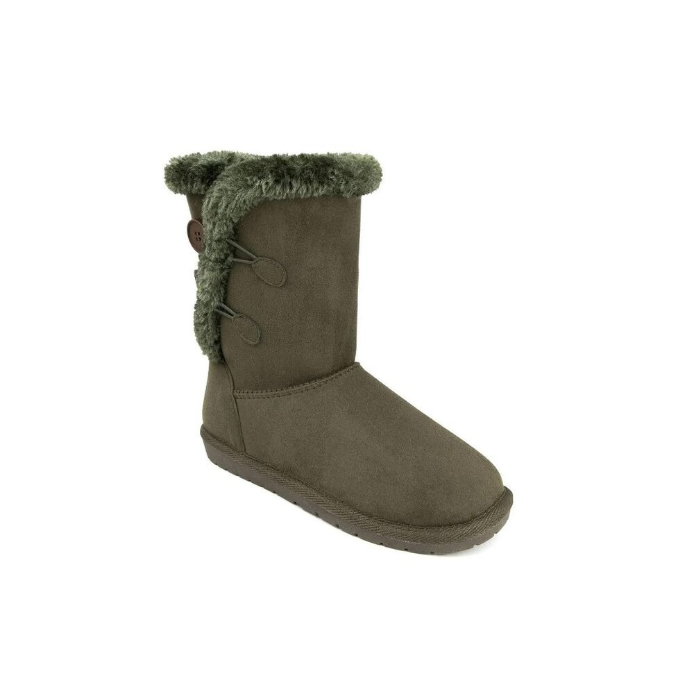 Sugar Women's Marty Cozy Winter Booties Slip On Faux Fur Lined Army Green Size 7